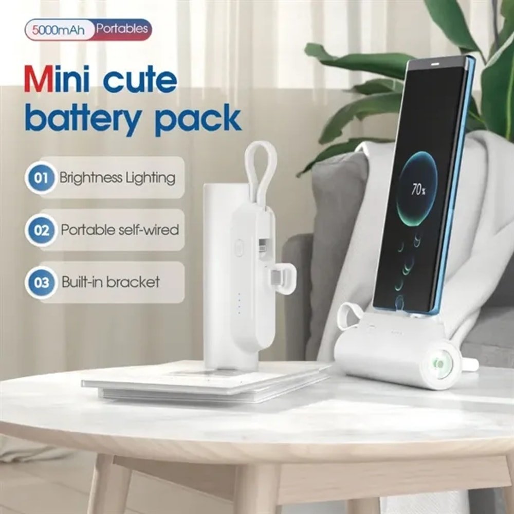 Mini Power Bank with Built-in Cable Flashlight with custom logo - image 3