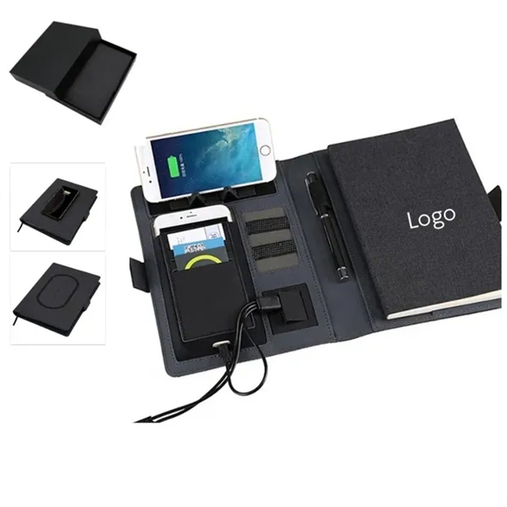 Custom 8000mAh Wireless Charging Notebook with logo - promotional product