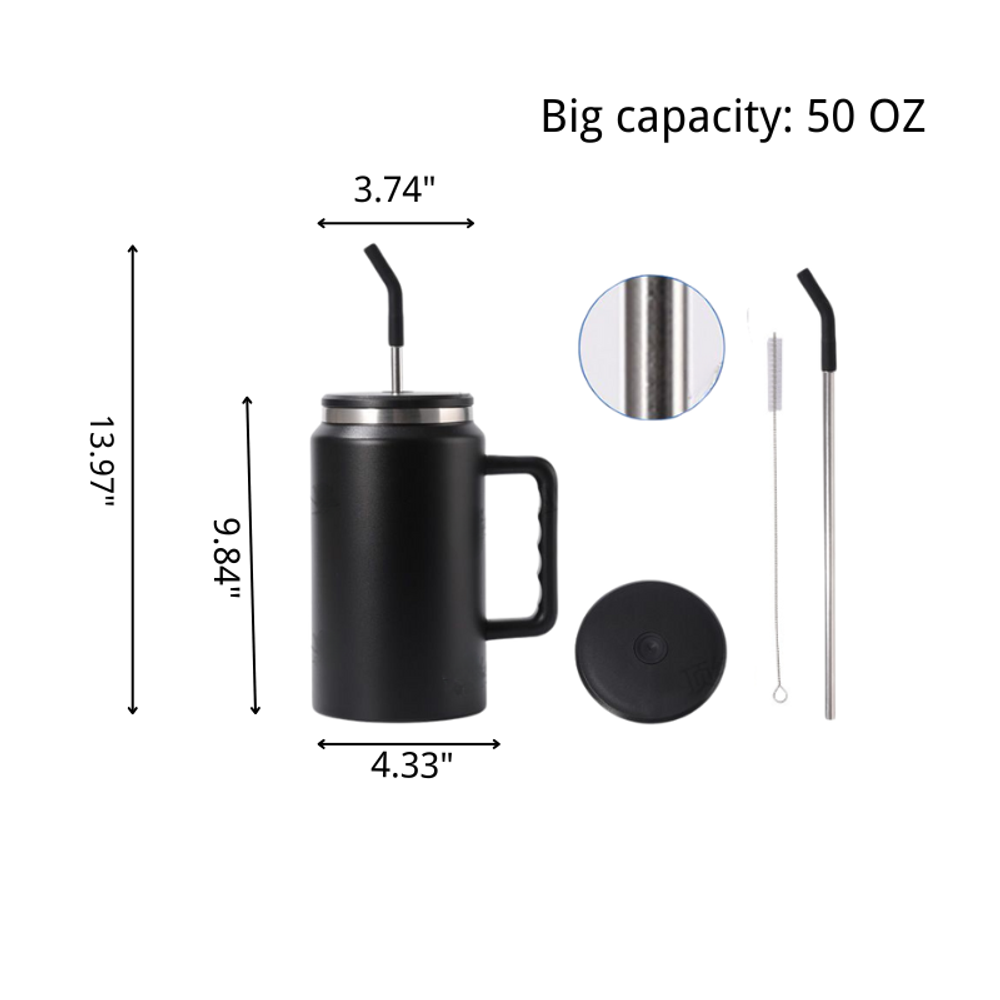 50 Oz Tumbler with Handle and Straw with custom logo - image 4
