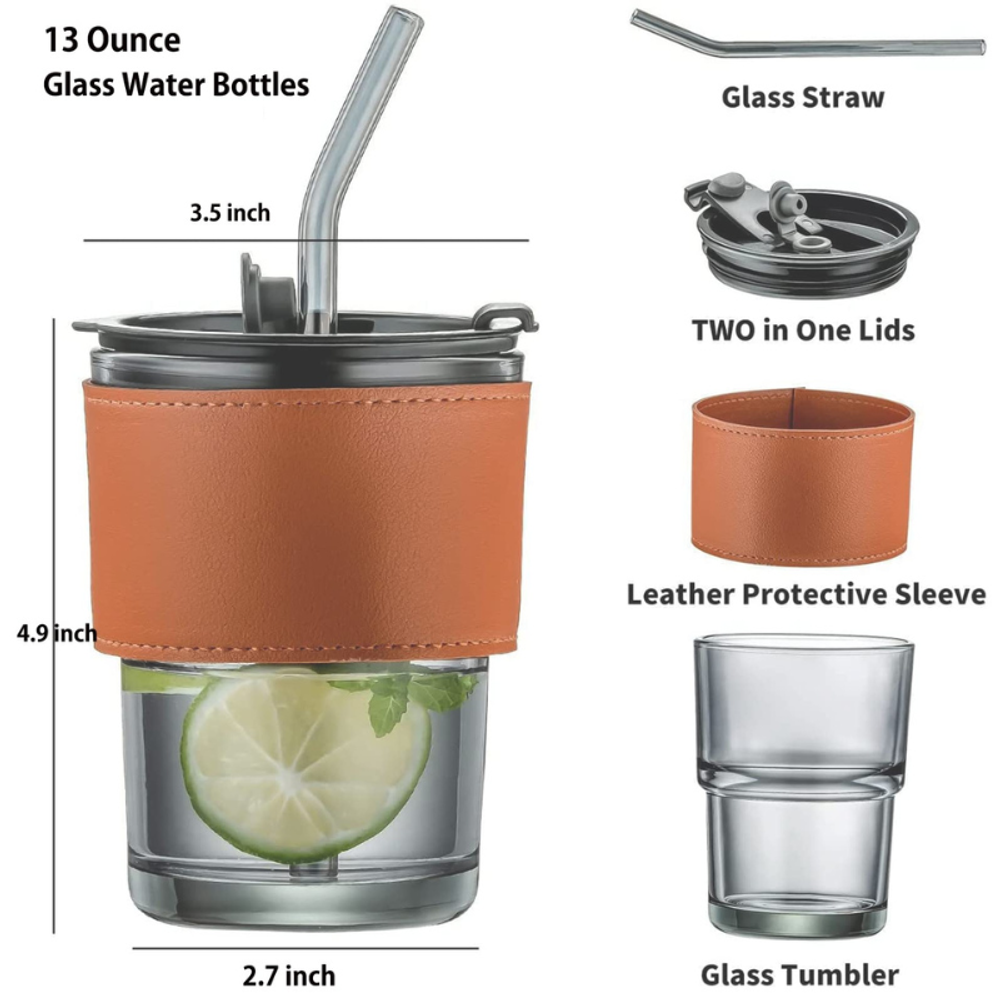 13 oz Tumbler Water Glass with Lid & Straw with custom logo - image 4
