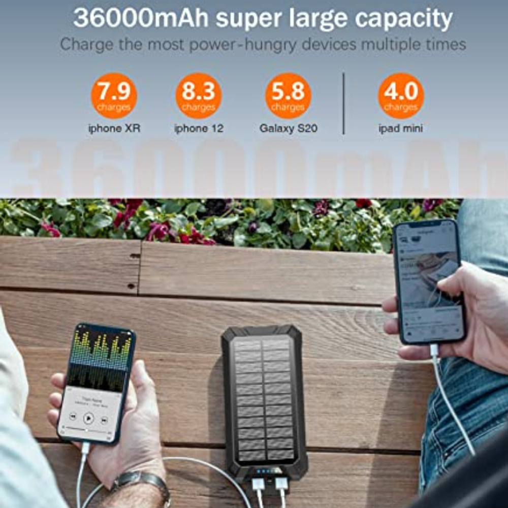 30000 mAh Solar Power Bank Wireless Charger with custom logo - image 4