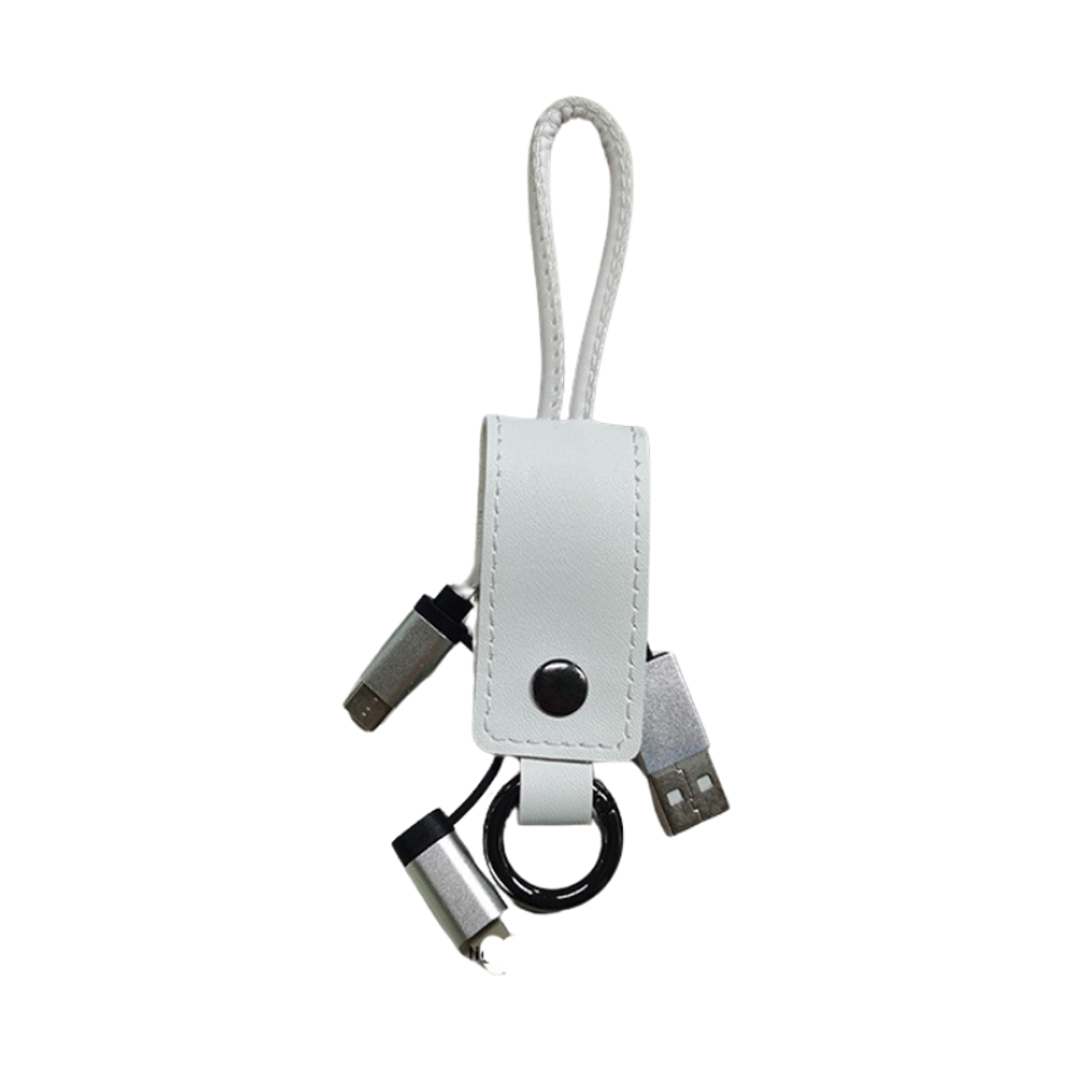 3 in 1 Leather Charging Cable Keychain with custom logo - image 6