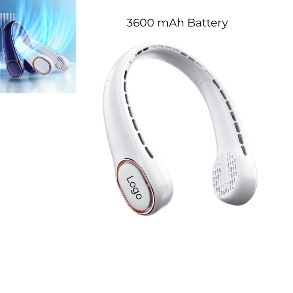Custom 3600 mAh Battery Portable Neck Fan with logo - Tech promotional product
