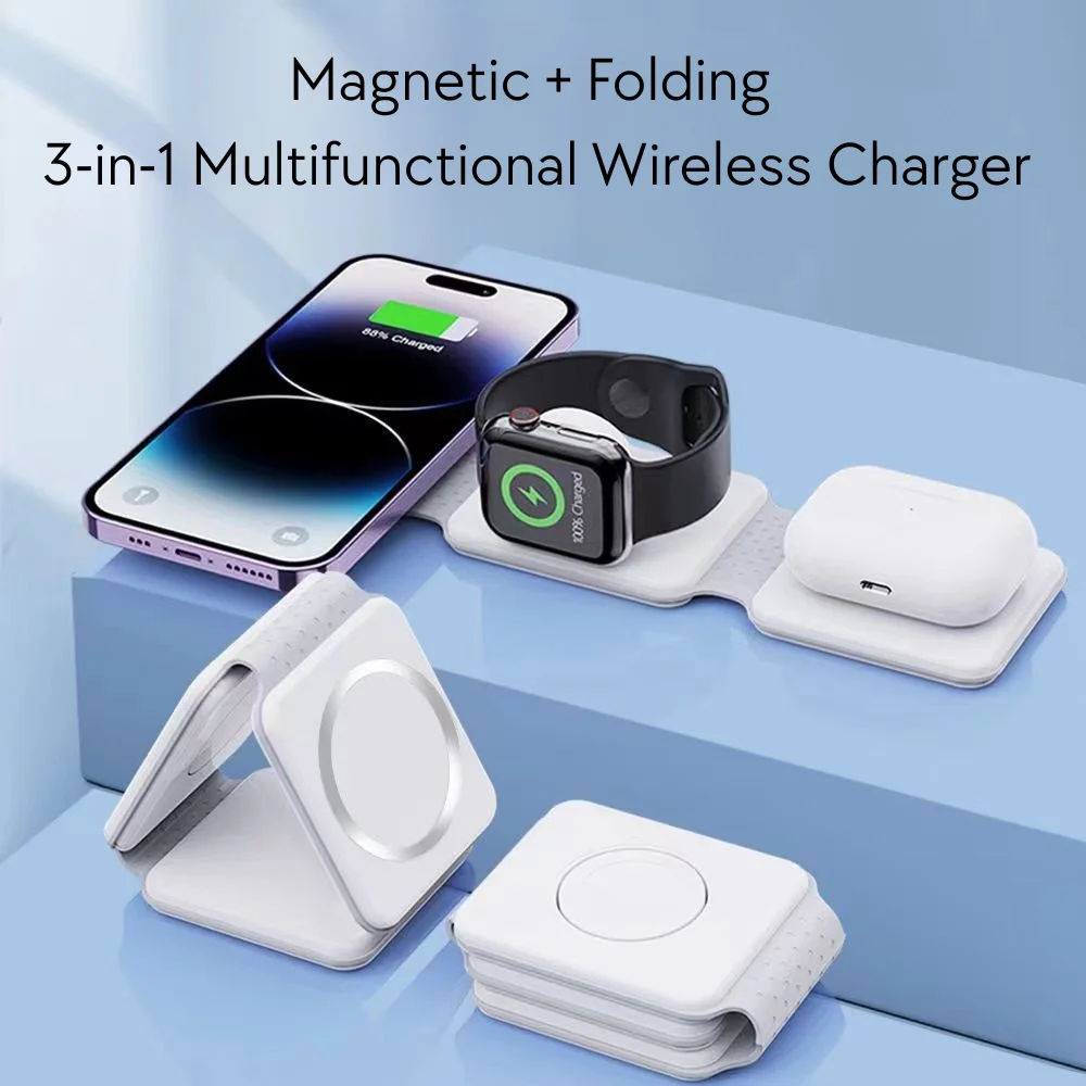 3 in 1 Foldable Magnetic Wireless Charging Station with custom logo - image 6