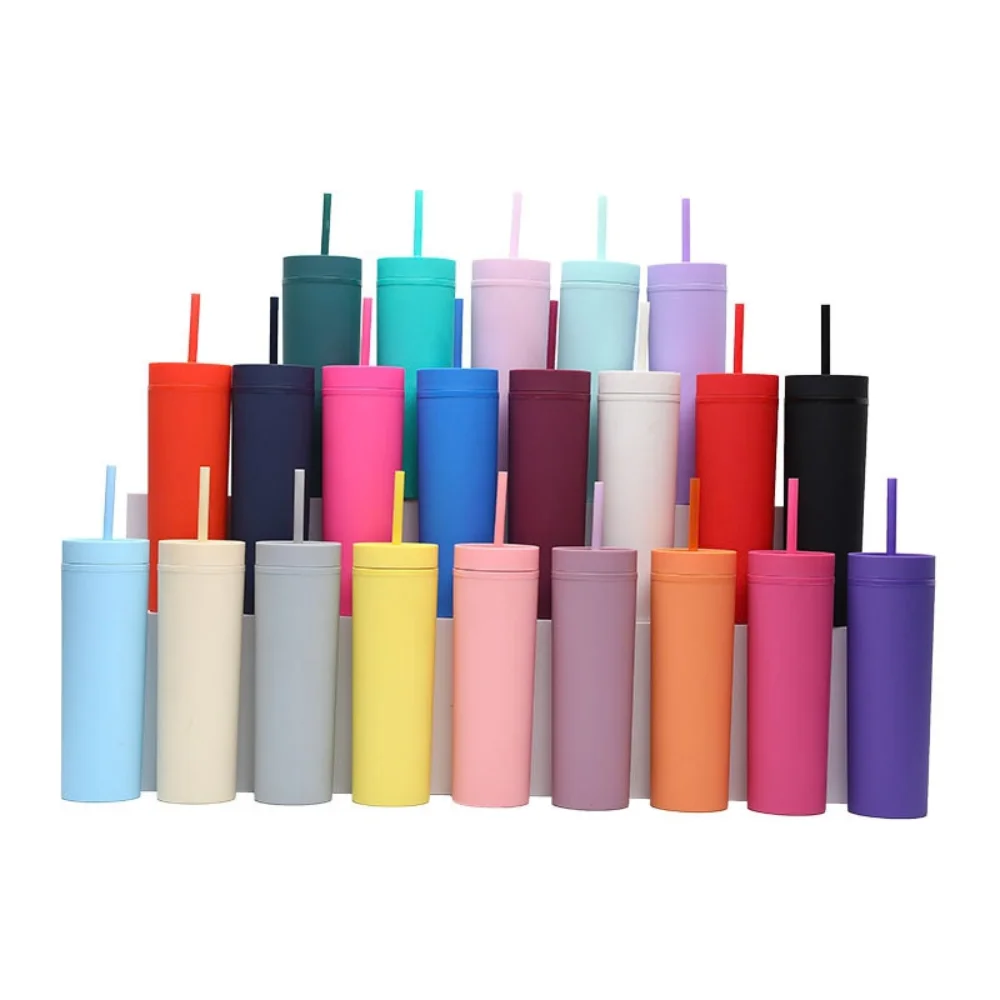 16oz Skinny Acrylic Tumbler with Lid and Straw with custom logo - image 4