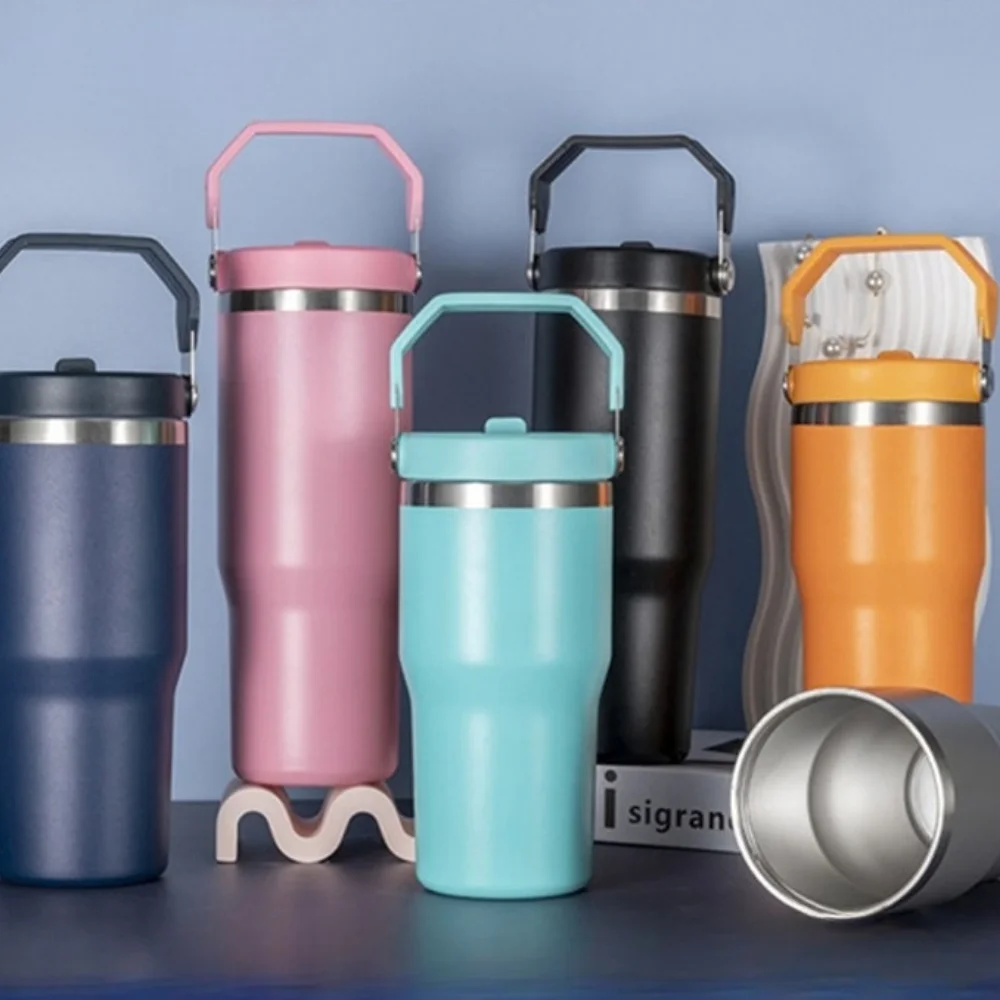 20oz 30oz Insulated Tumbler with Straw and Handle with custom logo - image 4