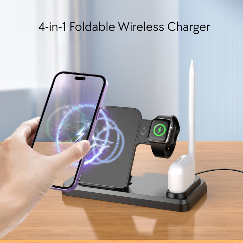 4-in-1 Foldable Wireless Charger with custom logo - image 4