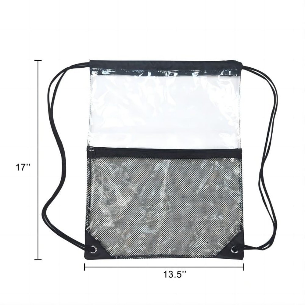 Clear Drawstring Bags With Mesh Pocket with custom logo - image 5