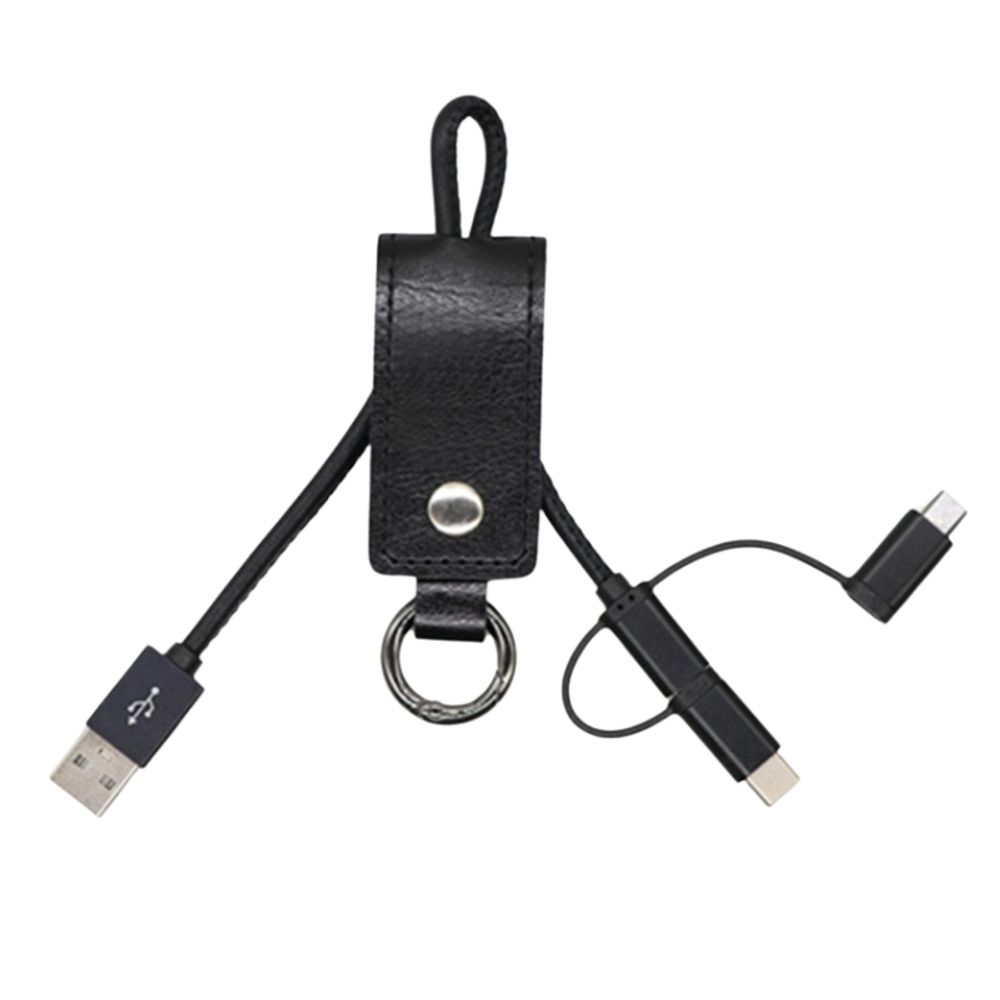 3 in 1 Leather Charging Cable Keychain with custom logo - image 4