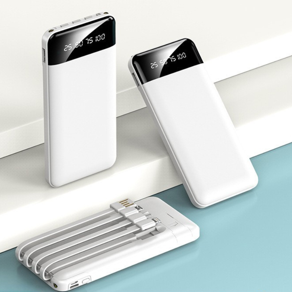 10,000 mAh Power Bank with 4-in-1 Cable Flashlight Function with custom logo - image 5