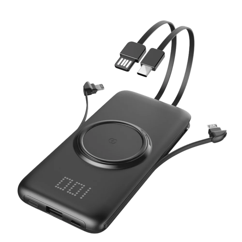 10000 mAh Wireless power bank with built-in cable with custom logo - image 5