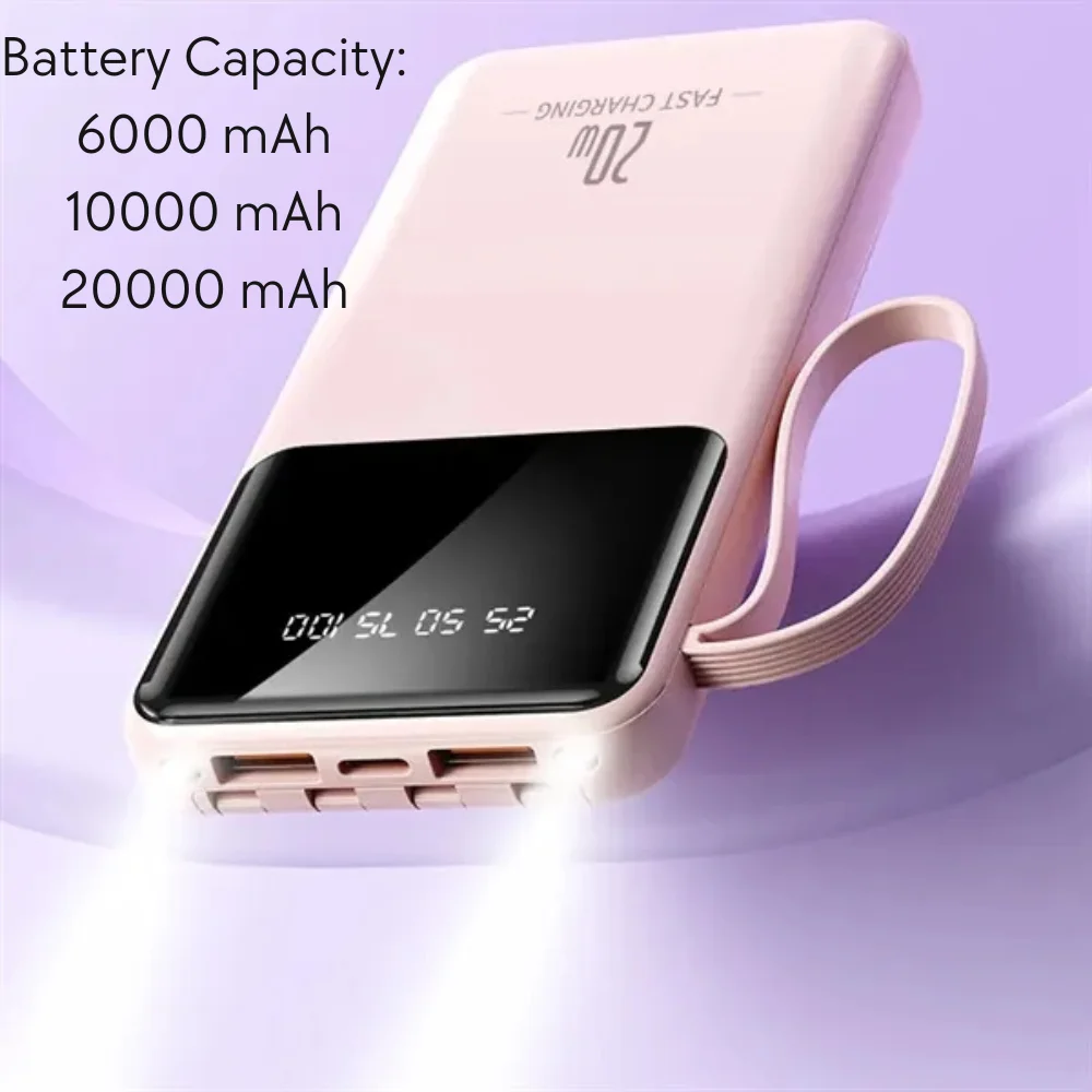 10000mAh Power Bank with Built-in Cables Flashlight with custom logo - image 5