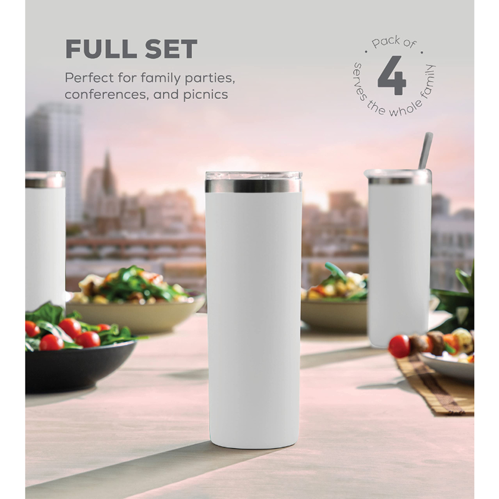 20 Oz Insulated Skinny Stainless Steel Tumbler Set with custom logo - image 6