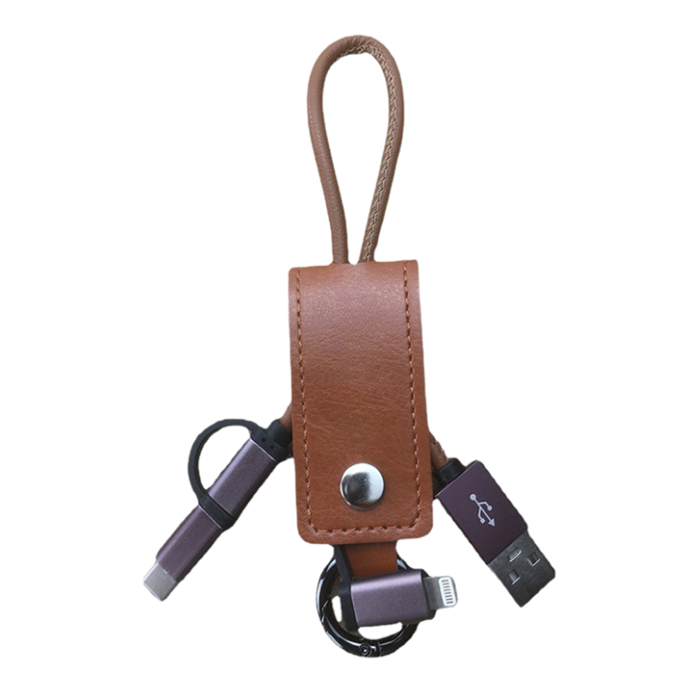 3 in 1 Leather Charging Cable Keychain with custom logo - image 5