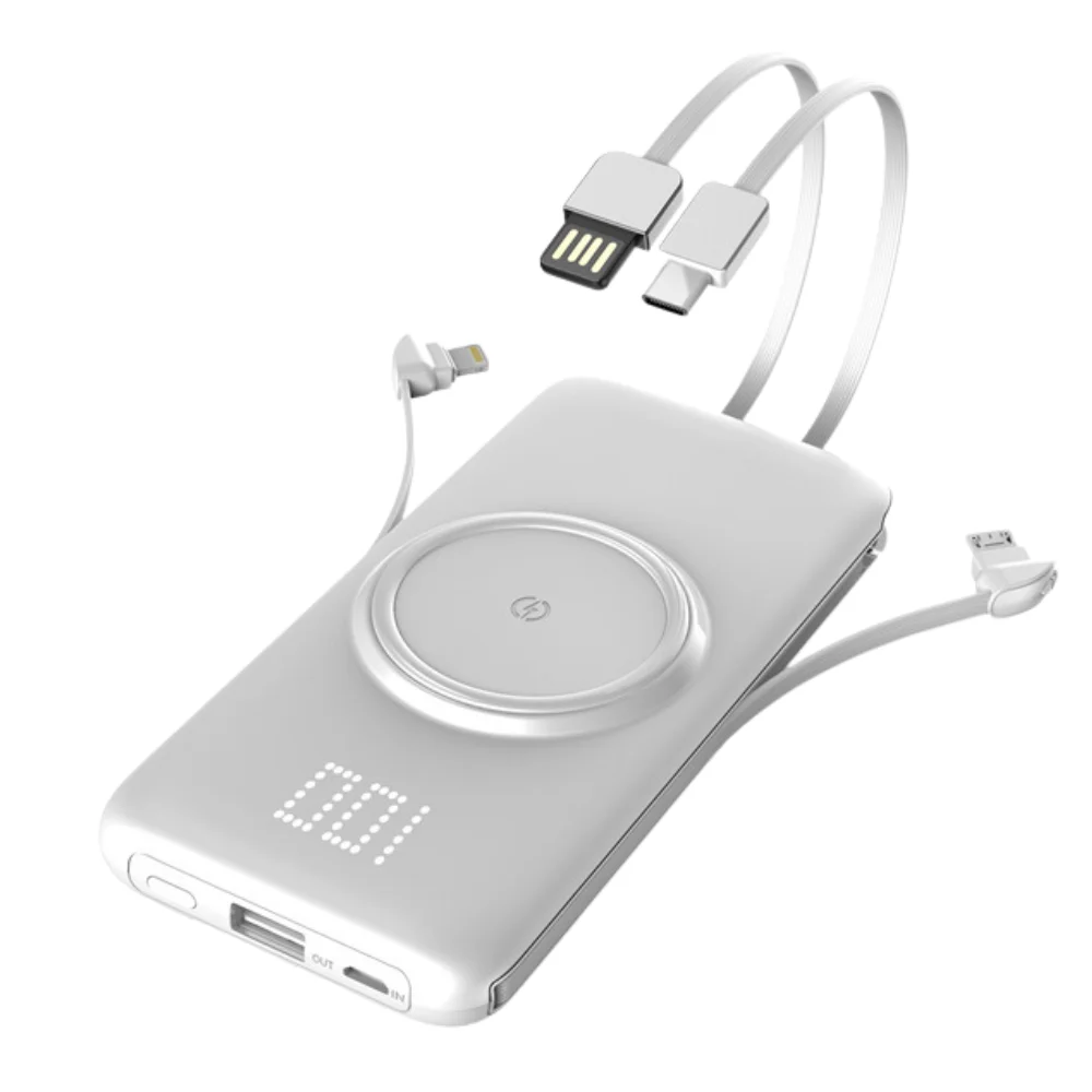 10000 mAh Wireless power bank with built-in cable with custom logo - image 6