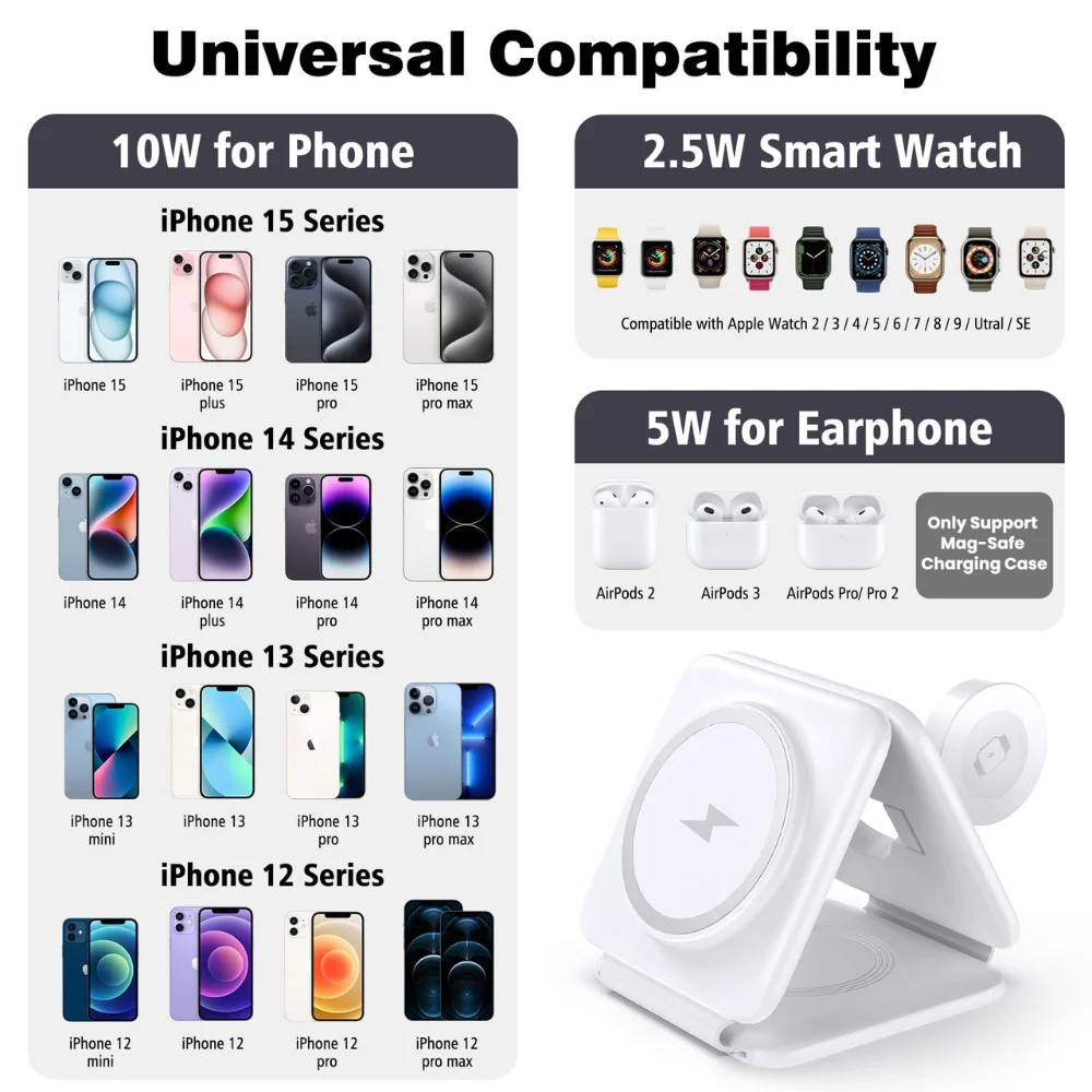 3 in 1 Foldable Magnetic Wireless Charging Station with custom logo - image 8