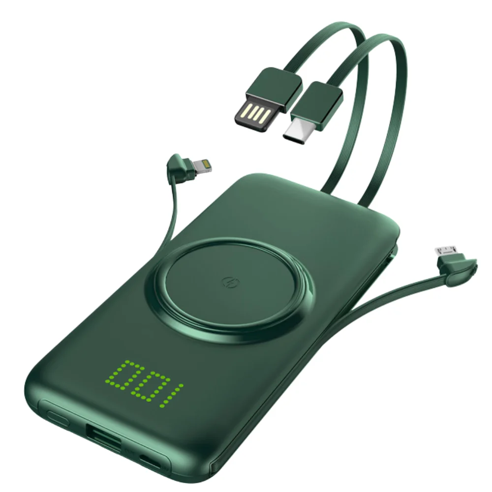 10000 mAh Wireless power bank with built-in cable with custom logo - image 7
