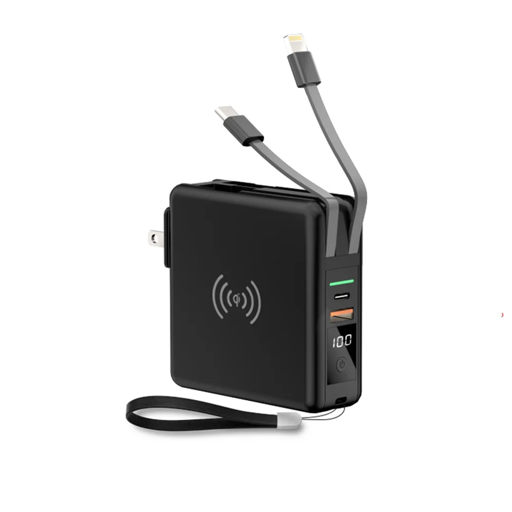 10000mAh 5-in-1 Power Bank with Wall Plug Wireless Charge with custom logo - image 7