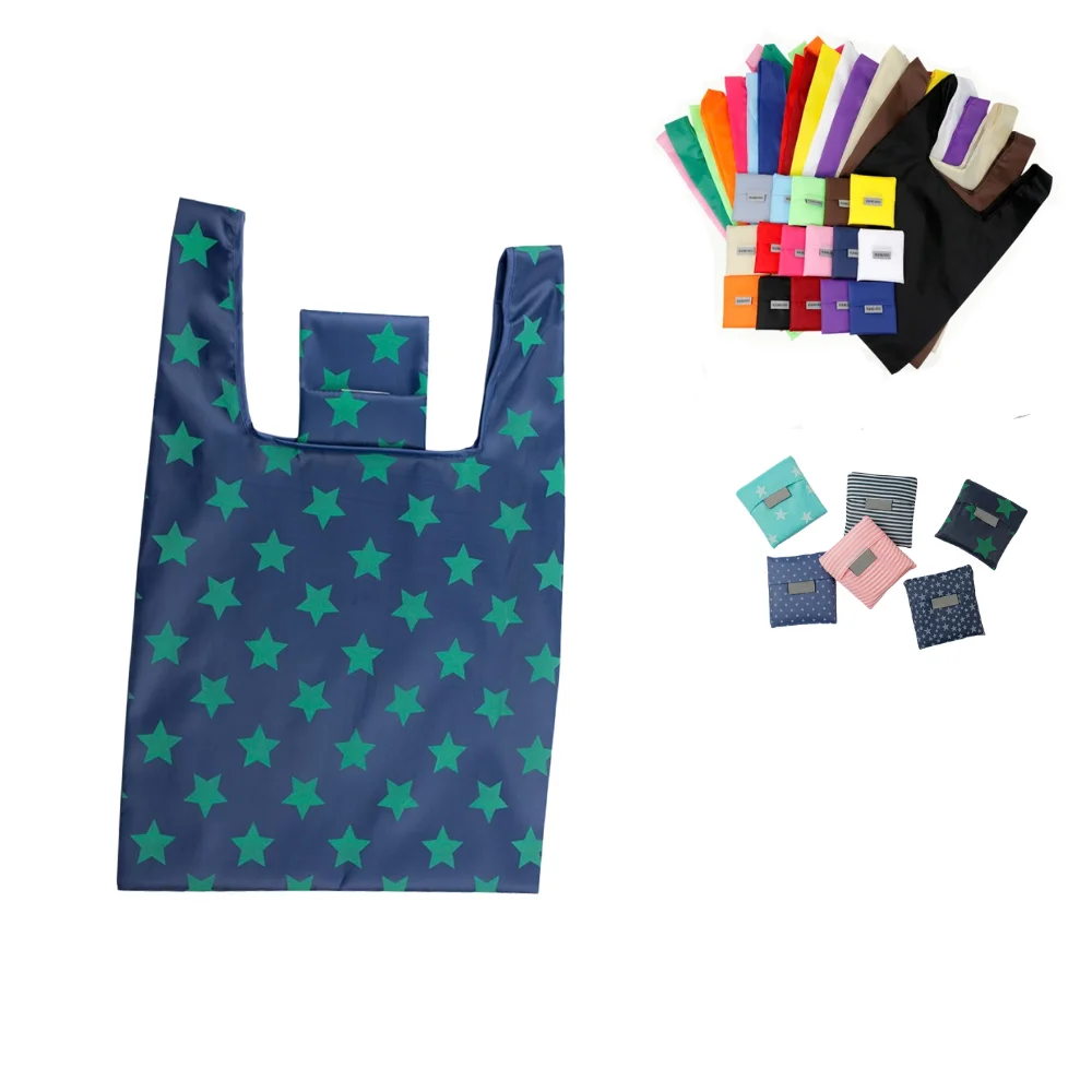 Custom Reusable Foldable Tote Bags with Pouch with logo - promotional product