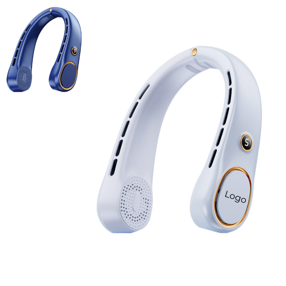 Custom Portable Neck Fan with logo - Tech promotional product